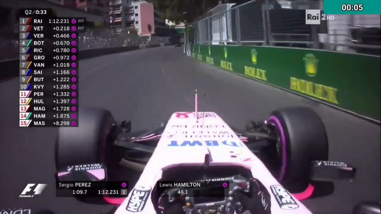 Formula 1 Gp Monaco 2017, gufata di Mazzoni su Hamilton