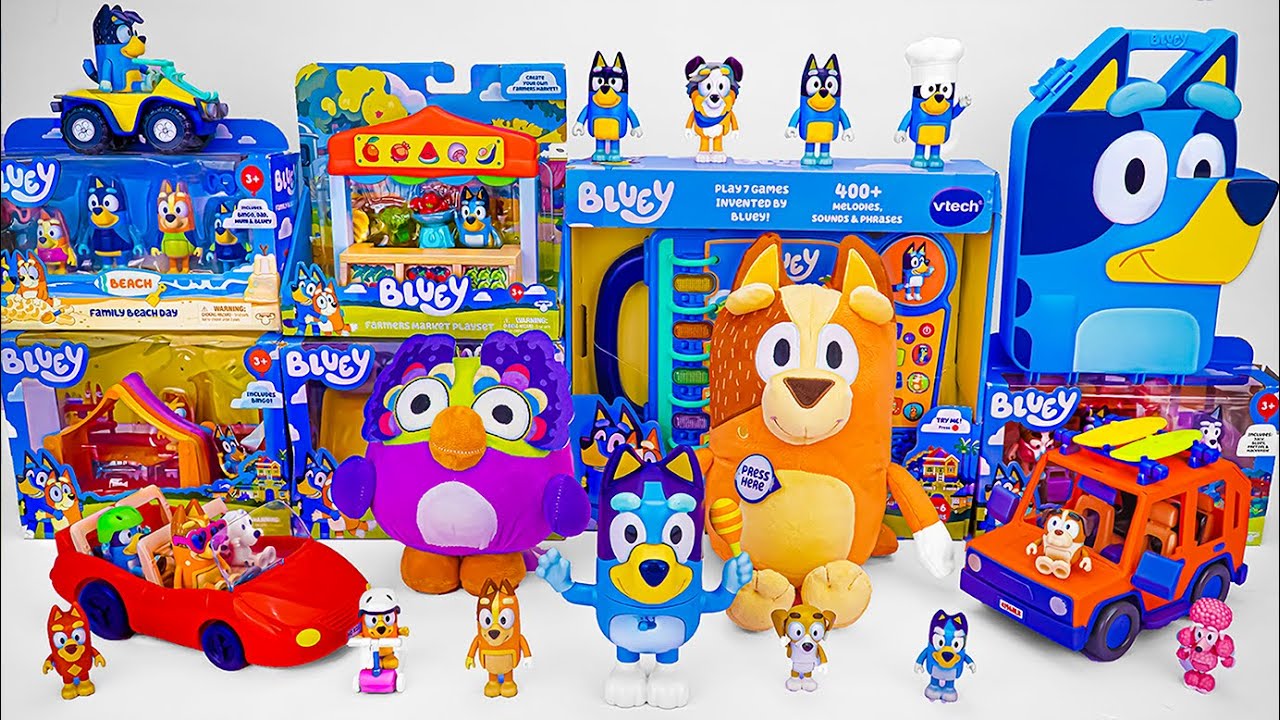 Bluey Toy Collection ASMR 💙Bluey Vehicle and 4 Figure Pack - Escape Convertible & Family Cruiser
