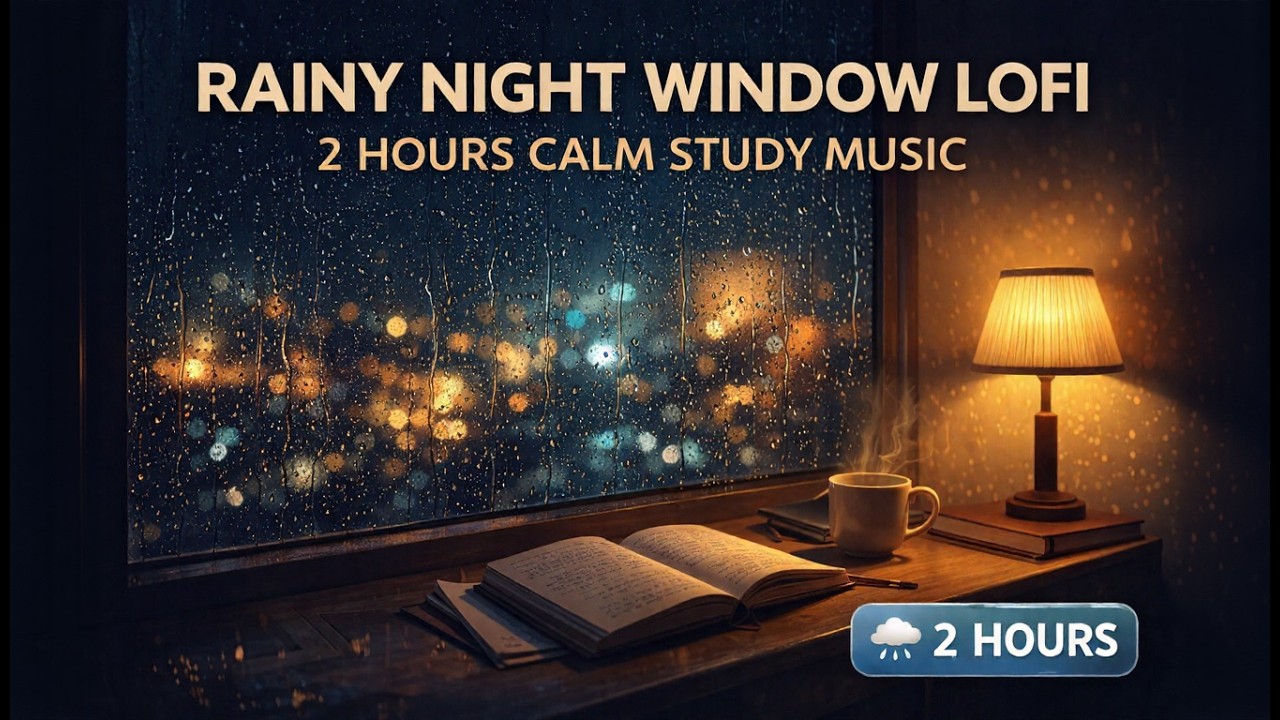 Rainy Night Window Lofi – 2 Hours Calm Study Music 🌧️