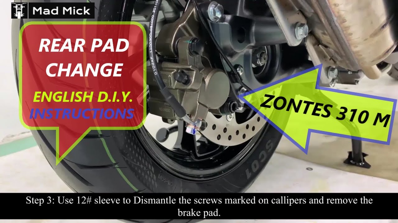Zontes ZT 310 M scooter rear pad change