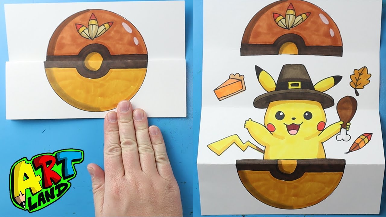 How to Draw a Thanksgiving Pikachu Surprise Fold 🦃