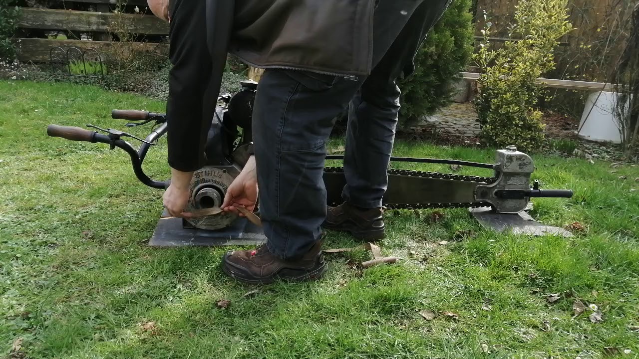 Stihl B, Baumfällmaschine, Chainsaw, Zweimannsäge