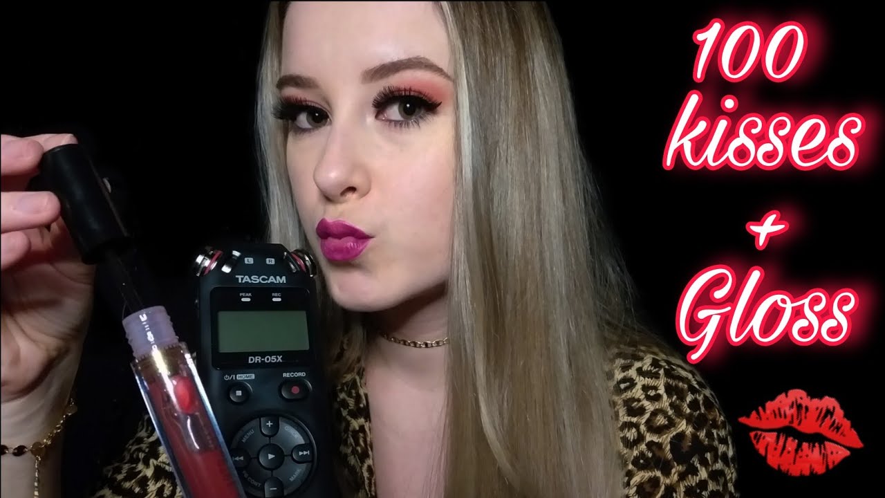 ASMR | 100 KISSES + SONS DE GLOSS | sons de BEIJINHOS | Lipgloss Pumping