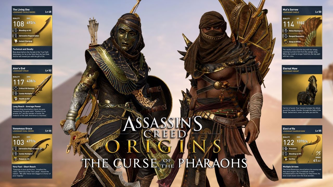 AC ORIGINS ALL OUTFITS, WEAPONS, MOUNT LOCATIONS GUIDE (THE CURSE OF THE PHARAOHS DLC)