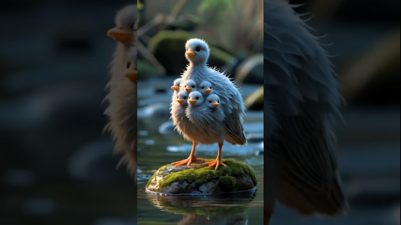 Heartwarming Bird Family Nestled on a Mossy Rock #BirdFamily #NatureLovers #WildlifeMoments