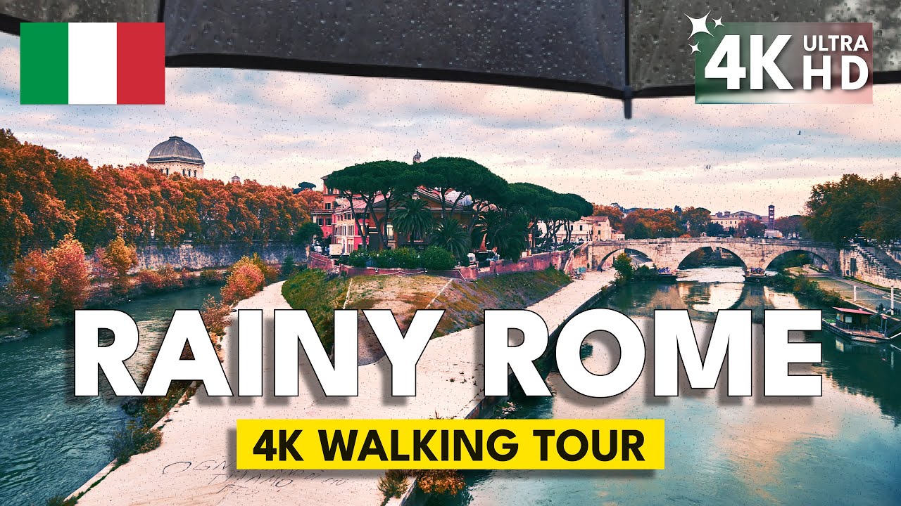Inside Rome's 'Plague Island': 20 Min Rainy Walk (4K)