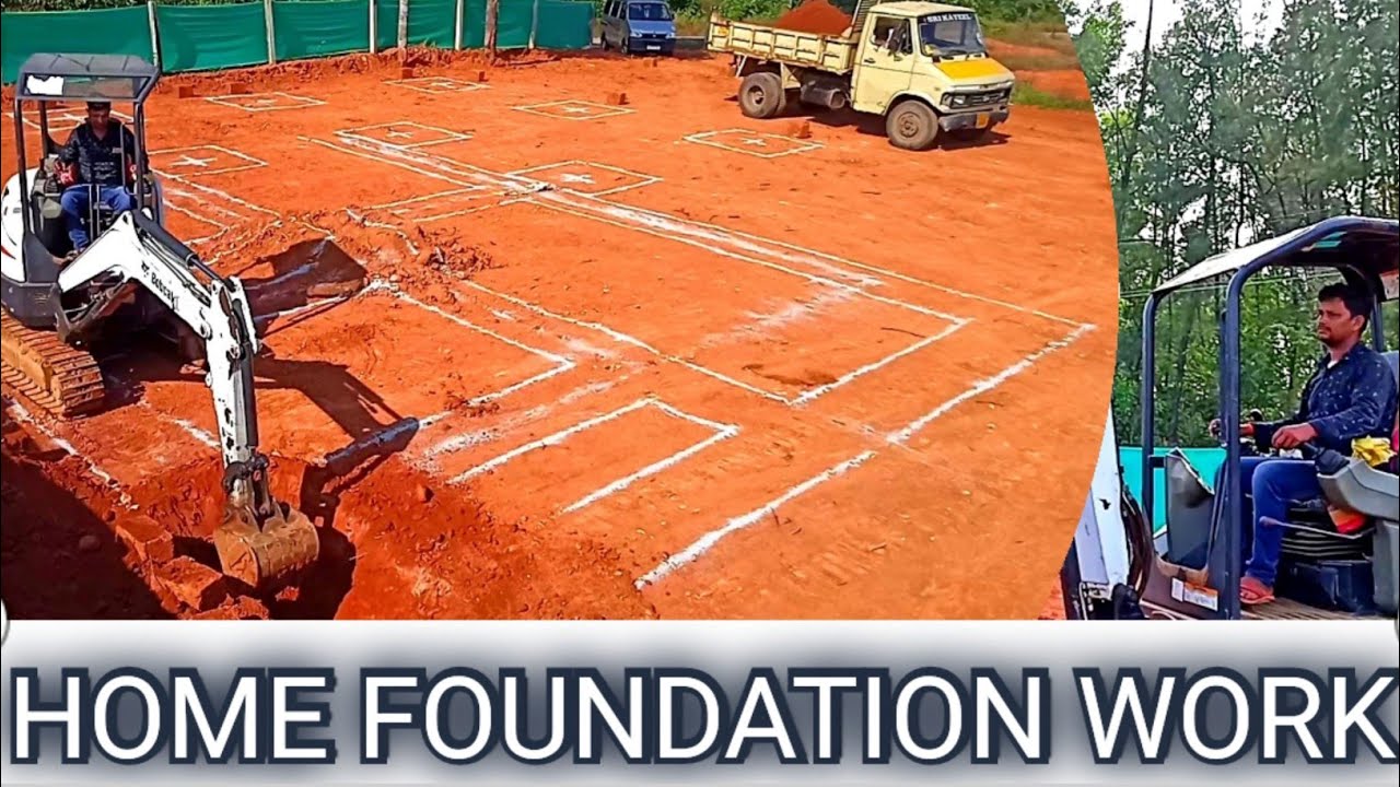 Home foundation by bobcat Mini excavator Earth work