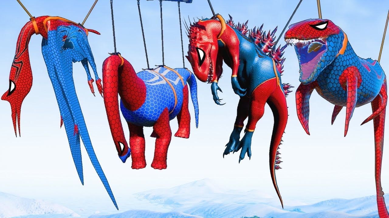 All Dinosaurs Battle T-Rex vs Indominus Rex with Spiderman Dinosaur Jurassic World Fight