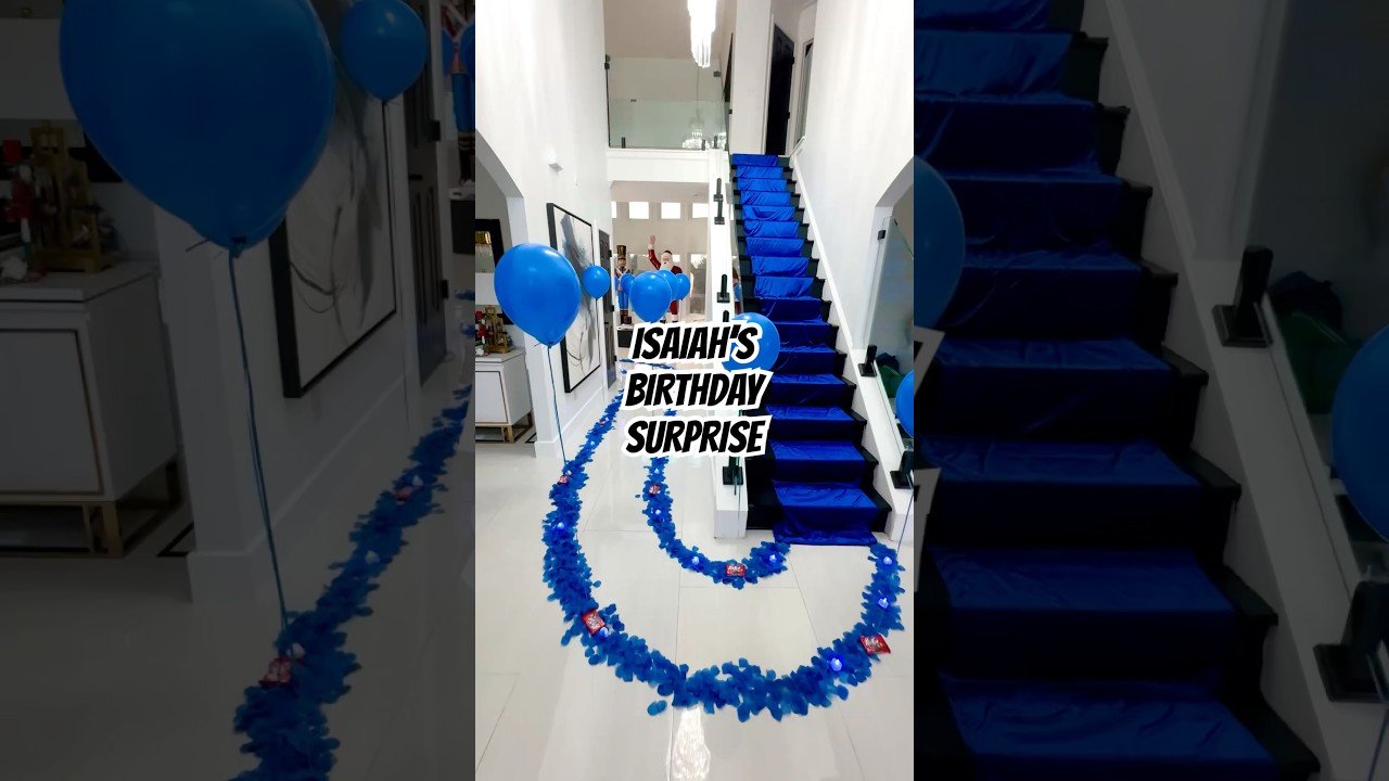 Surprise our son for his 14th birthday with us 🎉🎊💙🎁