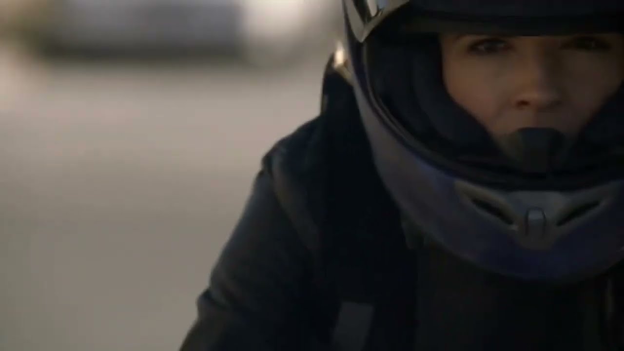 Actress Brooke Nevin in Motorcycle Gear