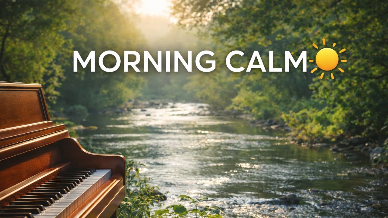 Morning Piano & River Sounds ☀️ Relaxing Water and Birds (52 Min Calm Music)