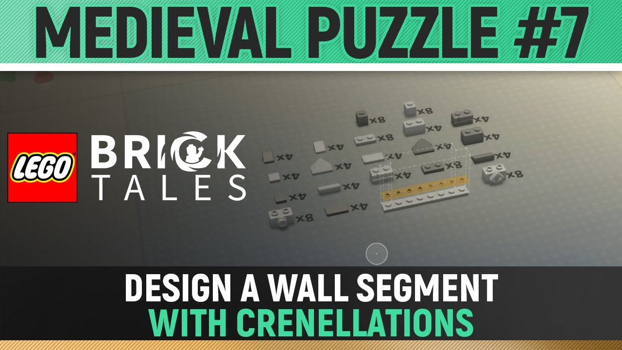 LEGO Bricktales - Design a wall segment with crenellations - Medieval Puzzle #7 Solution