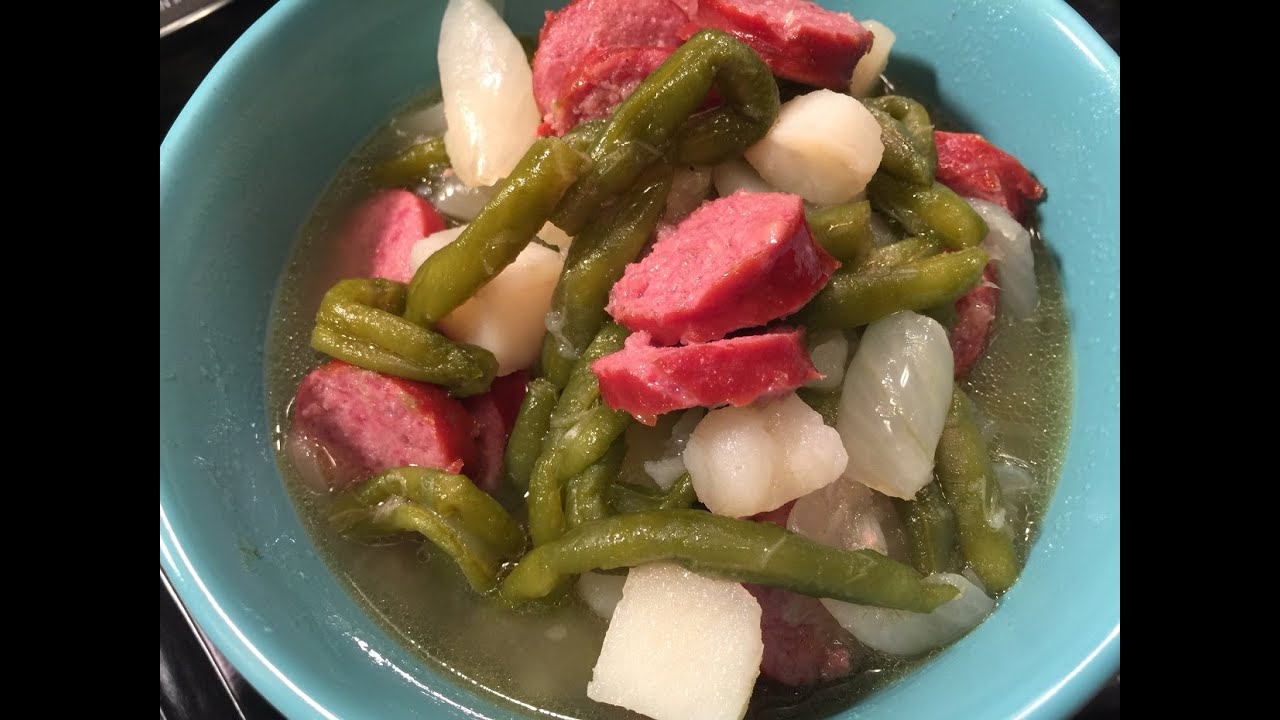 German Style Midwestern Sausage, Potato and Green Bean Supper