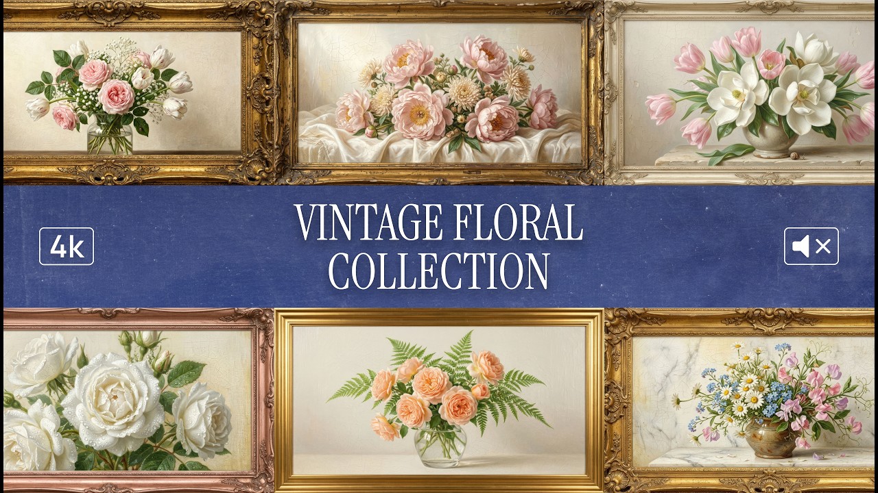 Vintage Floral Still Life | 4K Frame TV Art | No Music