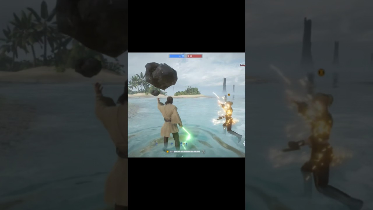Qui-Gon force tosses boulders 