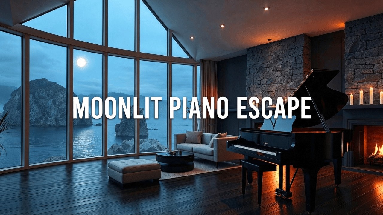 Moonlit Ocean Piano | Relaxing Piano Music with Fireplace for Deep Sleep & Focus