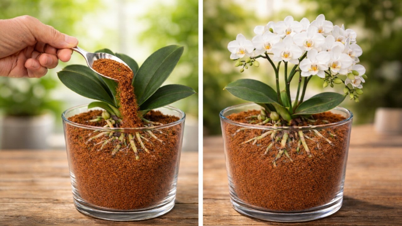 🌸Просто посыпьте сверху! Орхидея, у которой раньше не было цветов, вдруг зацветет обильно.