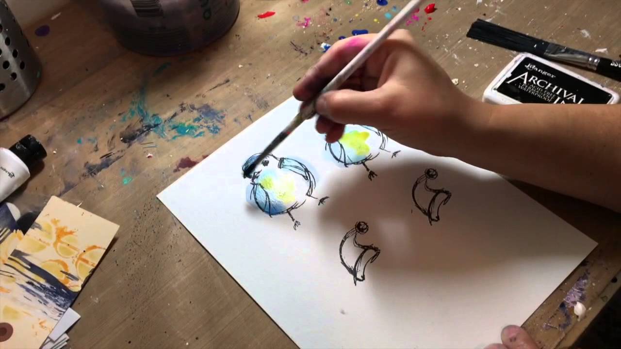 Coloring Holiday Birds with Dina Wakley
