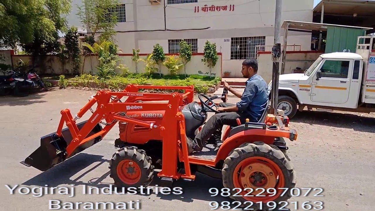 Front end Mini Loader  attached for 21Hp to 30 hp Tractor model .   Regular Bucket-8ft Kubota 24 hp