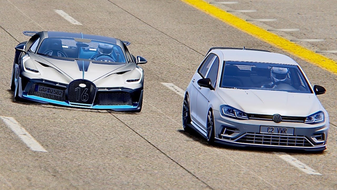 Bugatti Divo vs Golf R Monster - Nardo Speed Ring