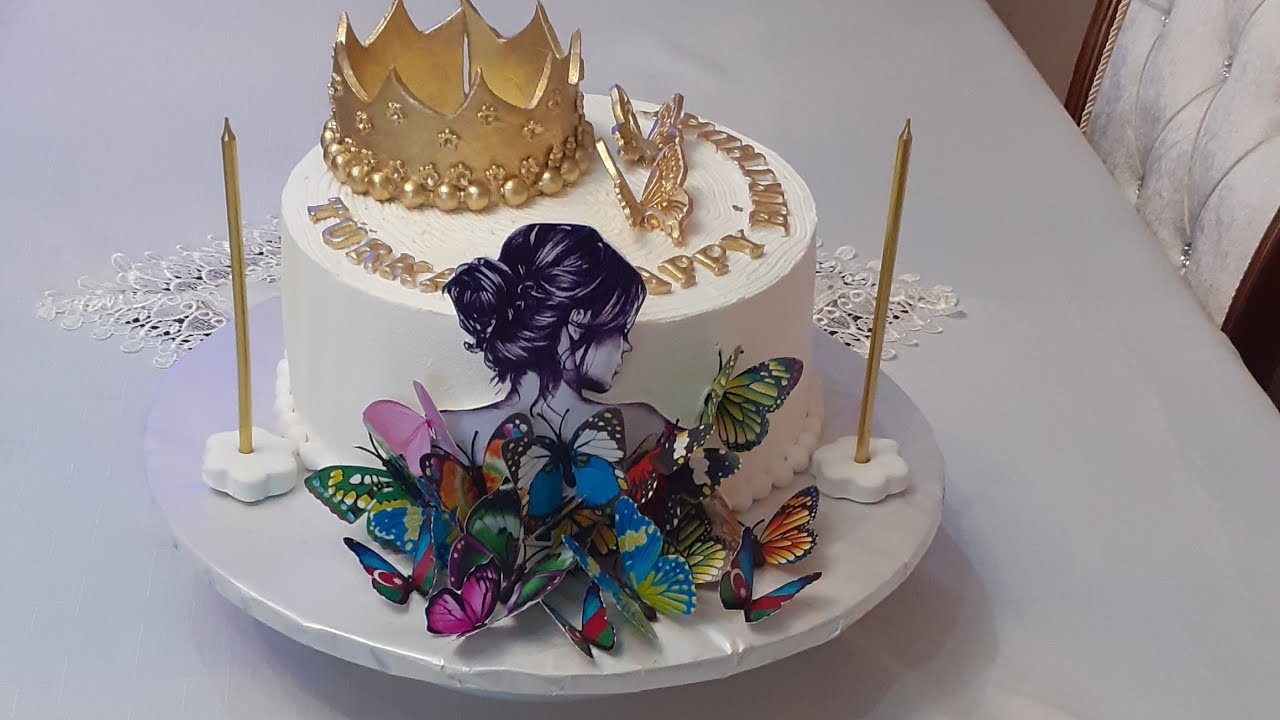 🦋Xanımlar üçün qız şəkilli tortun hazırlanmasi .Kəpənəkli şəkilli ad günü tortunun hazırlanması 🦋🦋🦋