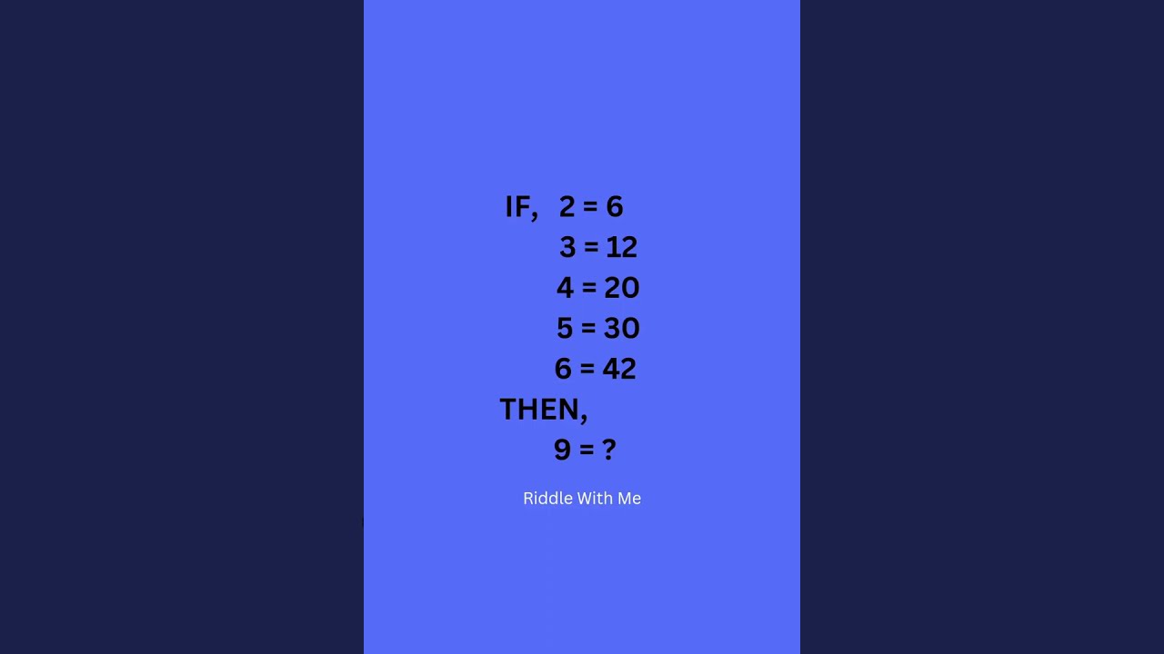 If 2=6, 3=12, 4=20, 5=30, 6=42 Then 9=? #shorts