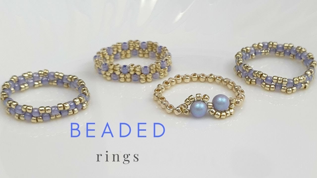 How to make simple beaded rings| Beaded rings easy tutorial for beginners| Beaded rings design