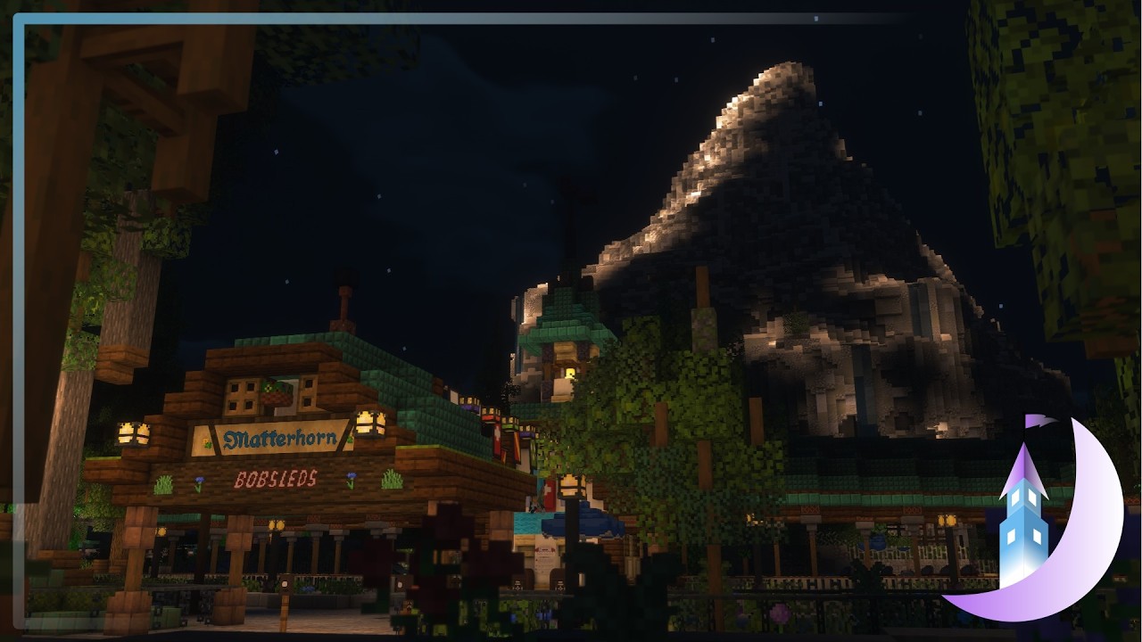 [4K] Matterhorn Bobsleds at Night ~ Minecraft Ride POV