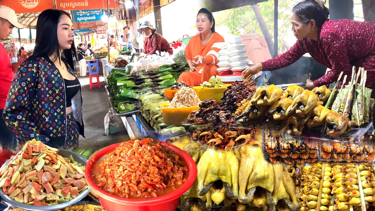 Incredible!Cambodia Street Food​ Review - Walk Tour in Kien Svay Krao Resort & Night Market in City