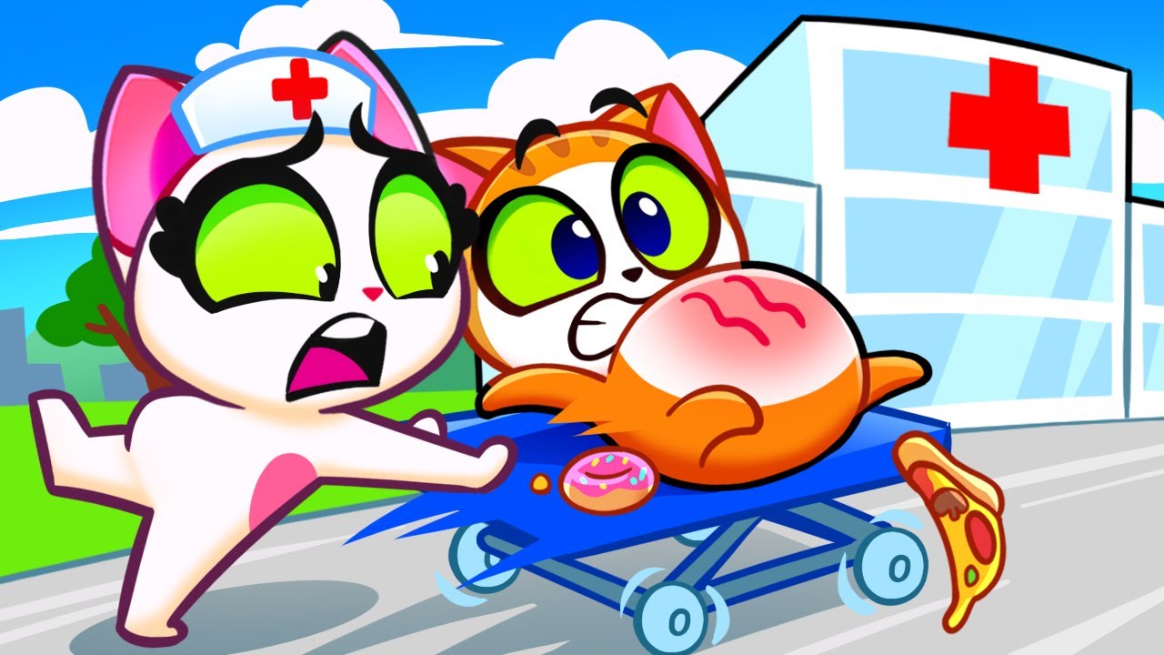 Oh No, Baby Cat, You Ate Too Much! 😨🍕 Don't Overeat 🍎 Story For Kindergarten by Purr-Purr