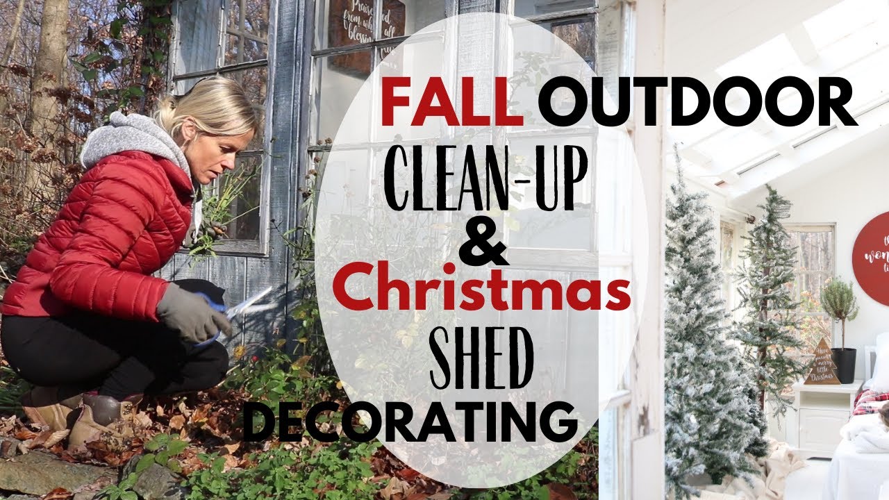 She Shed Christmas Decor ~ Fall Outside Clean-up ~  Homemade Tree Flocking ~ Bulb Planting