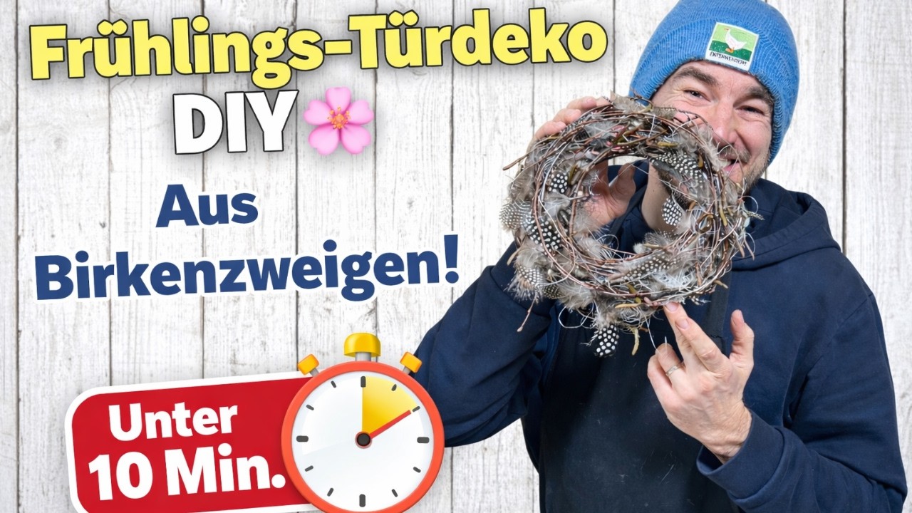 Frühlingsdeko selber machen 🌸 Türkranz aus Birkenzweigen | Günstig & unter 10 Minuten DIY