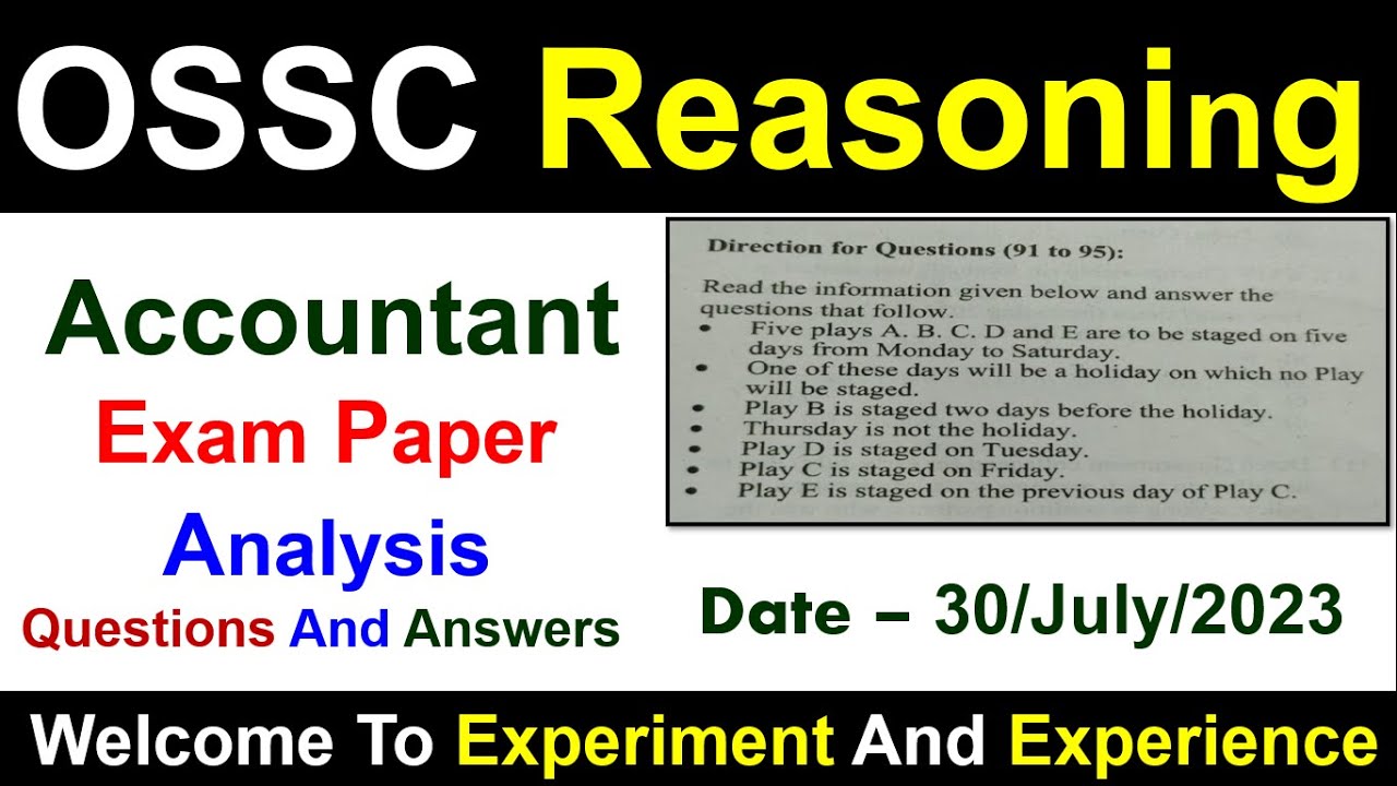 OSSC Accountant Reasoning Answer Key | Unofficial | #ossc #osscexam #osscaccountant