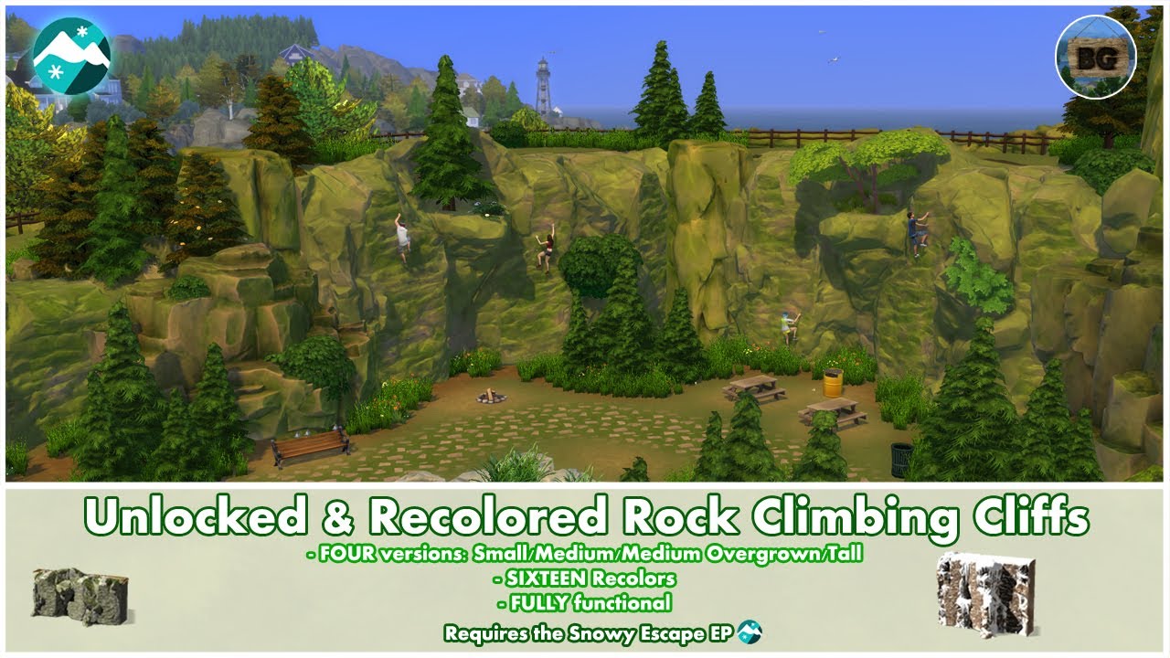 Bakies The Sims 4 Custom Content: Unlocked & Recolored - Rock Climbing Cliffs