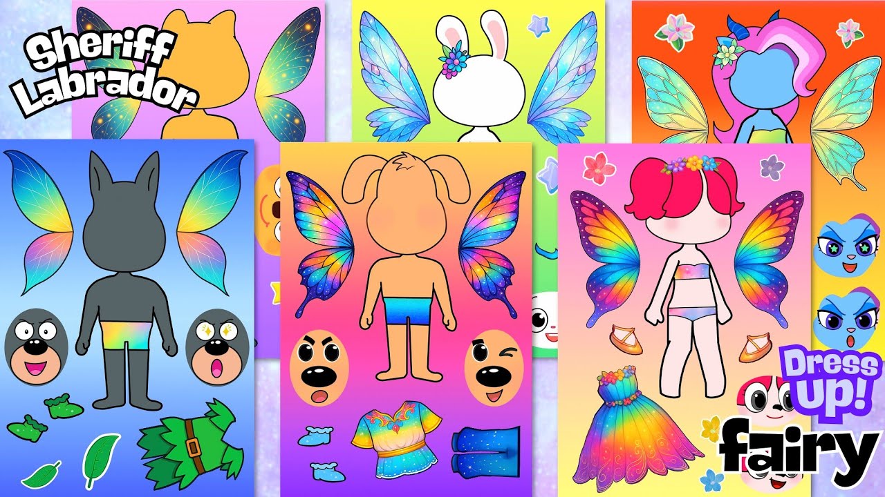 Sheriff Labrador Fairy Dress Up Sticker Book 🧚🏻‍♀️🐶 | 래브라도 경장 요정 옷입히기 스티커북 | ASMR 🧚🏻‍♂️🐶