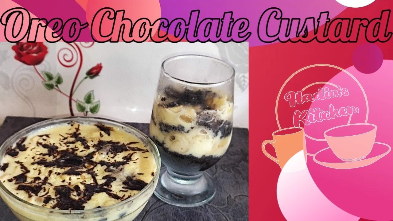 Oreo custard dessert | custard cups |  Oreo Biscuits Custard Recipe by Hadia's Kitchen
