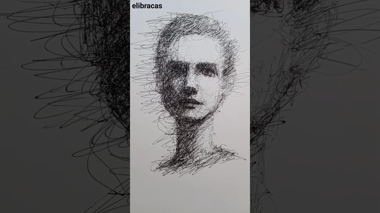 Fast and Easy Scribble Drawing #portrait #drawing #scribbles #sketch #fastsketch #shorts