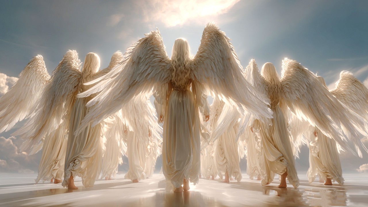 Angelic Ascension: The Serene Path to Eternity, Amidst Heaven's Majestic Palaces