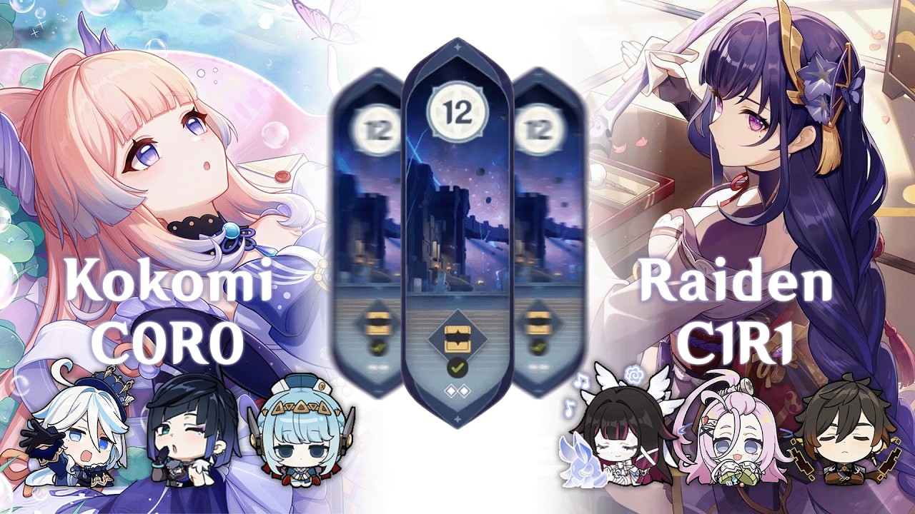Abismo Espiral 6.3 🌙 (Luna IV)  | 🪼 Kokomi C0R0 & ⛩️ Raiden Shogun C1R1 | Genshin Impact