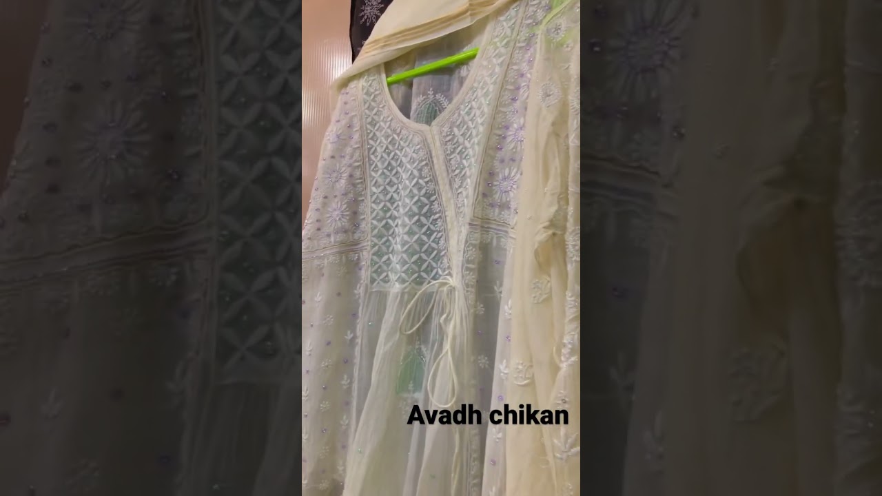 Beautiful soft chanderi kurta and dupatta set with intricate Chikankari beads and cutdana work