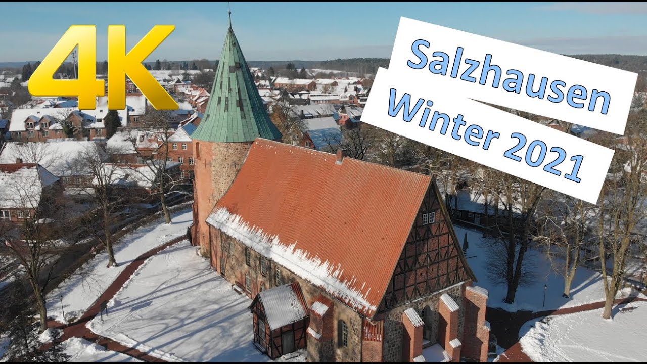 Salzhausen von oben im Winter 2021 / Drohnen-Luftaufnahmen 4K
