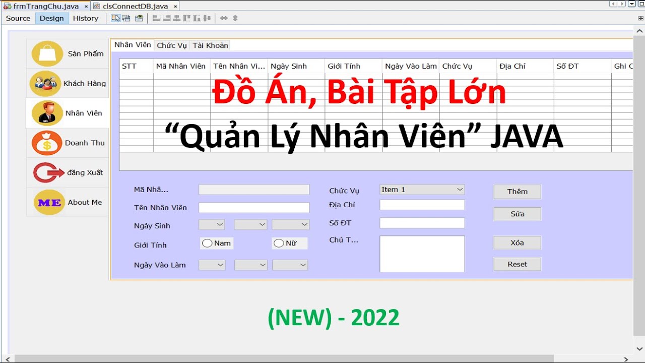 Source code Phần mềm Quản Lý Nhân Viên trong Java | KH Lập Trình ACE