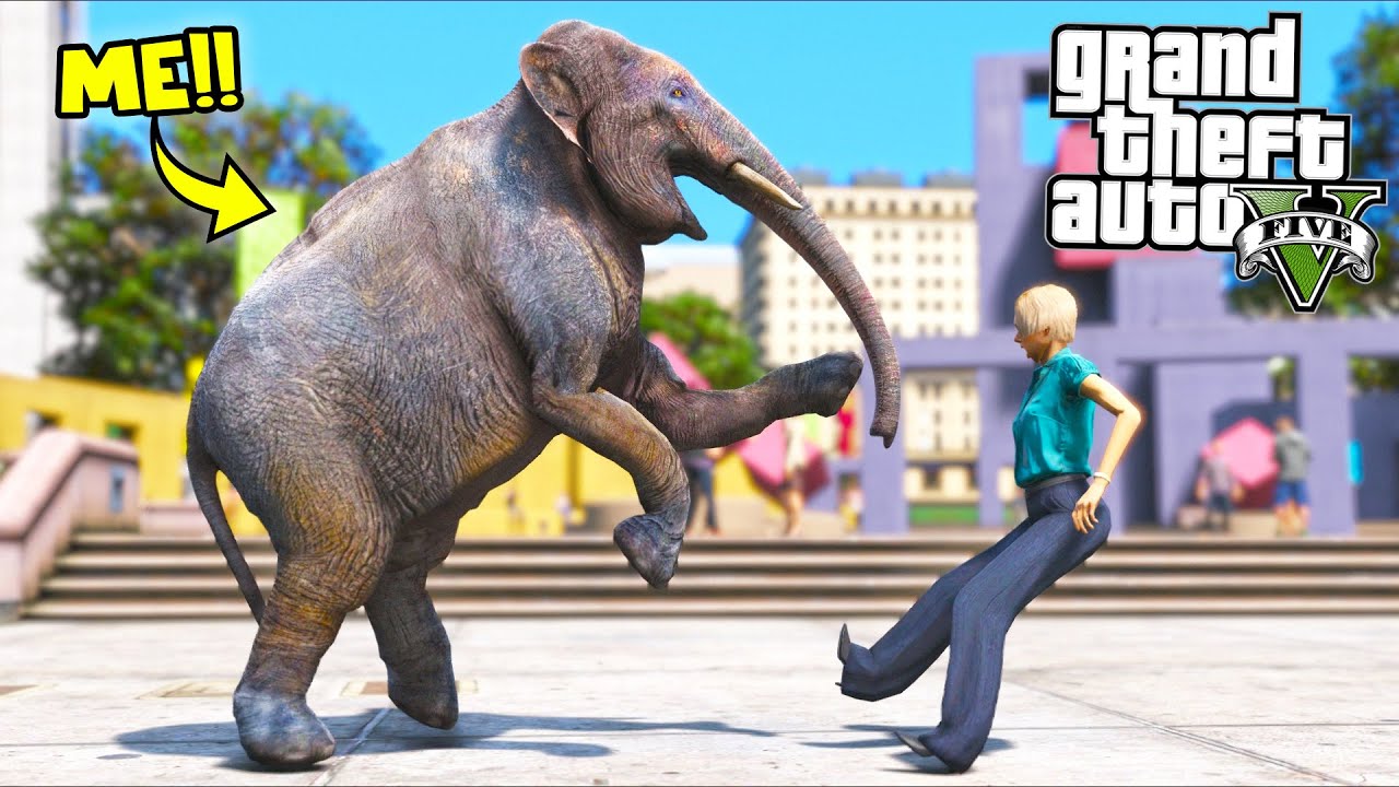 Elephant ESCAPES from The Zoo!! (GTA 5 Mods)
