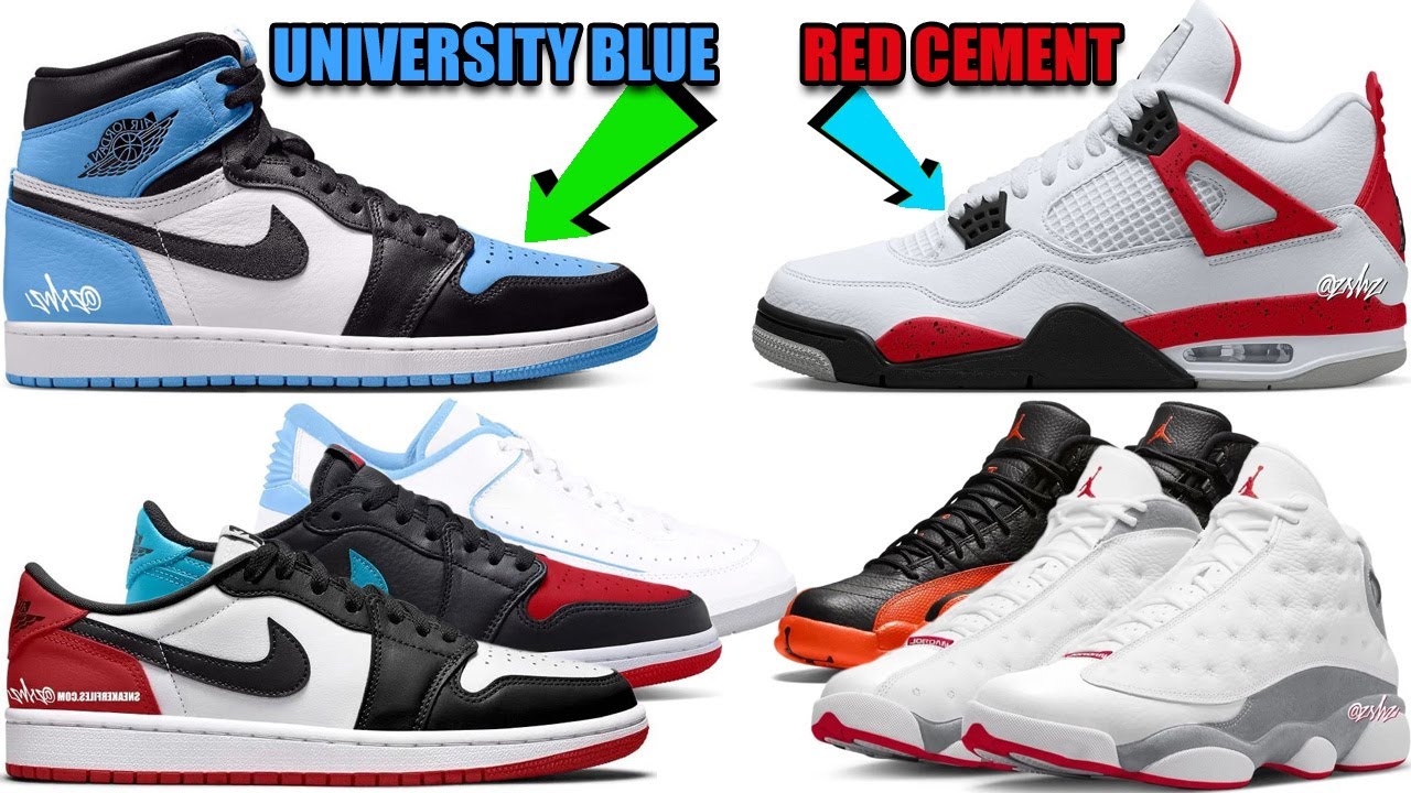 AIR JORDAN 1 UNIVERSITY BLUE, AJ 4 RED CEMENT, AJ 1 LOW OG BLACK TOE, 2023 JORDAN RELEASES, AND MORE