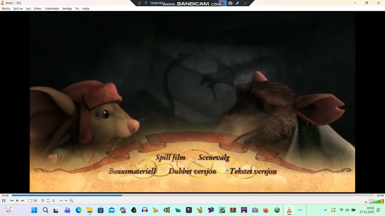 Historien om Despereaux DVD Menu (2009)