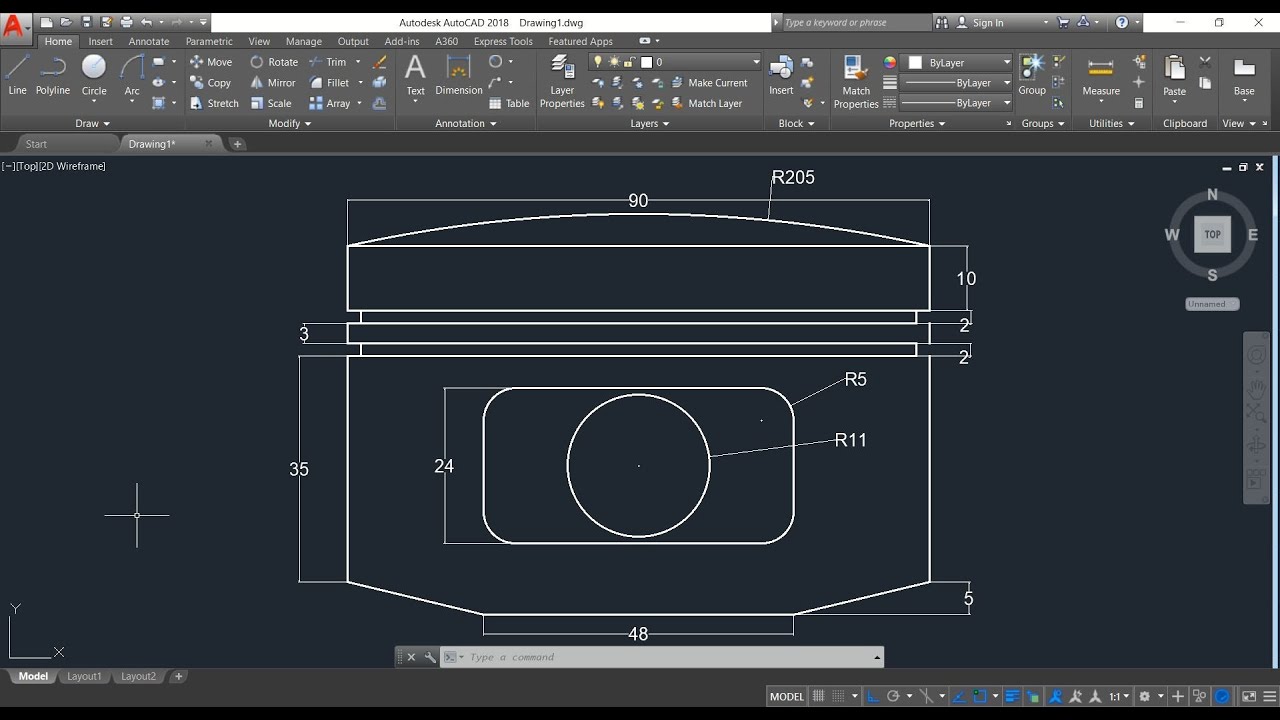 AutoCAD Tutorial - How to Make Piston Head