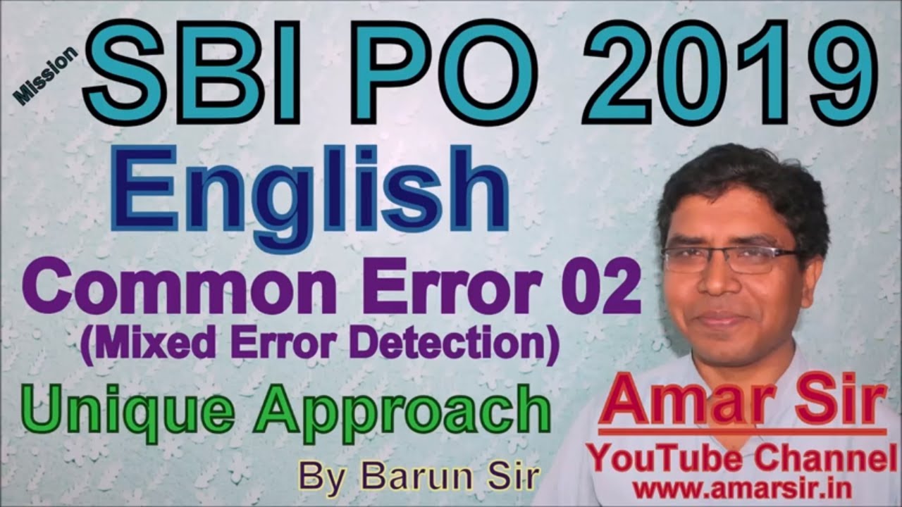 Common Error (Mixed Error Detection) 02 SBI PO MAIN IBPS PO SSC CGL By Barun Sir #Amar sir