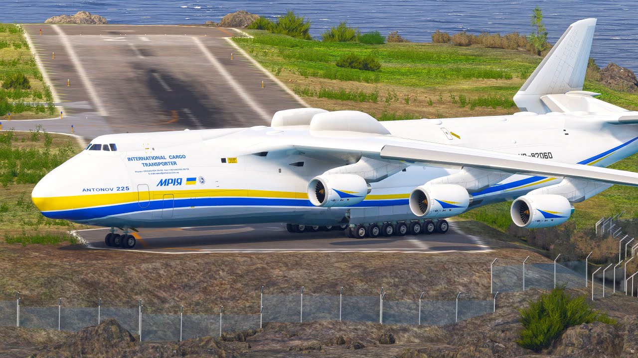 Very Rare! The Giant Antonov An-225 Takeoff From A Short Runway