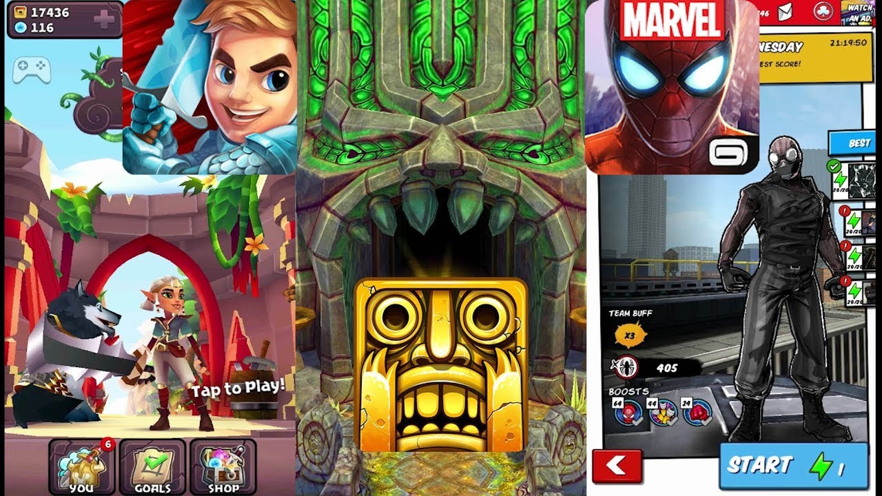 Blades of Brim Vs Temple Run 2 Sky Summit Vs MARVEL Spider Man Unlimited - Gameplay