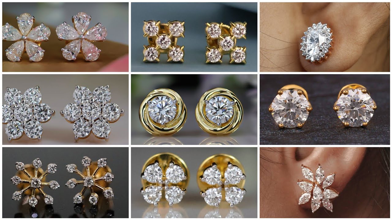 Latest diamond earrings stud collection with price/diamond studs/simple studs/daily wear studs